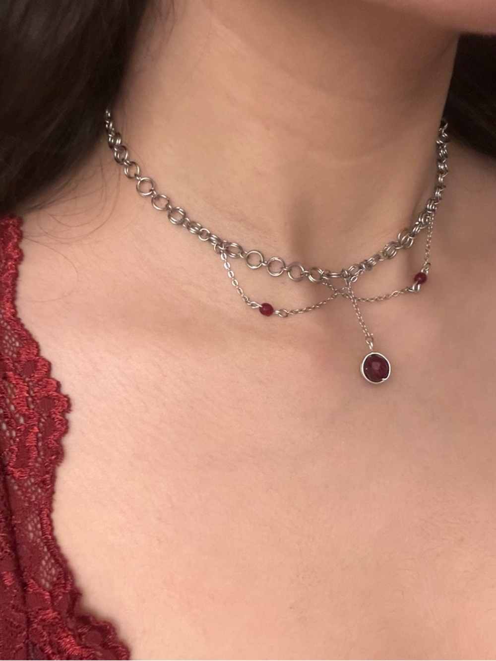 Silver Chain Link Choker Necklace - Elegant Women's Jewelry